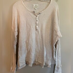 Cream Long Sleeve Henley Top